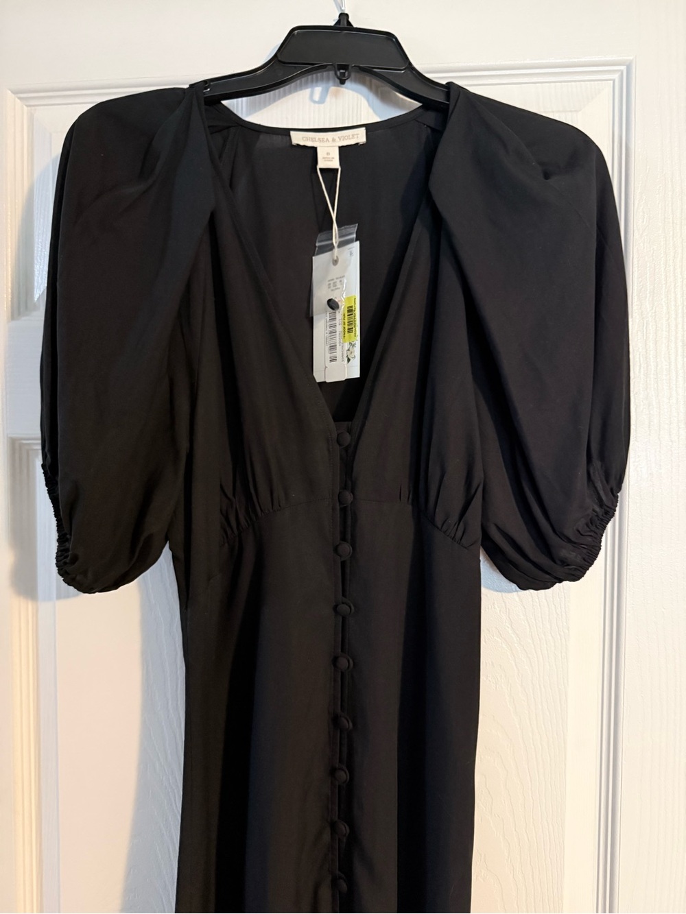 Chelsea & Violet Black Long Puff-Sleeve Maxi Dress